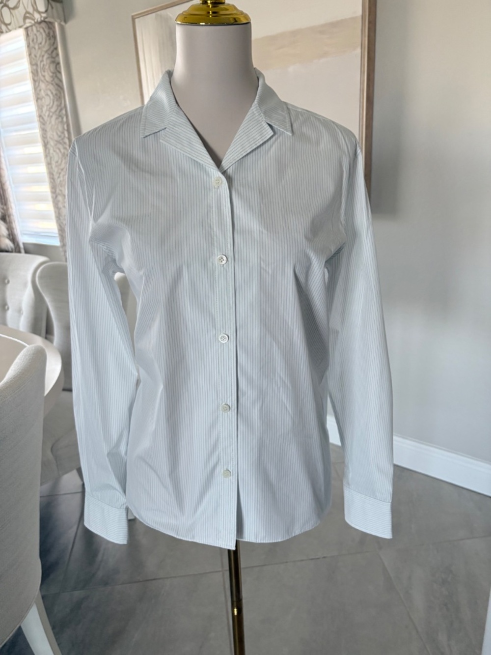 NWT Theory White Multi Sleek Micro Striped Shirt